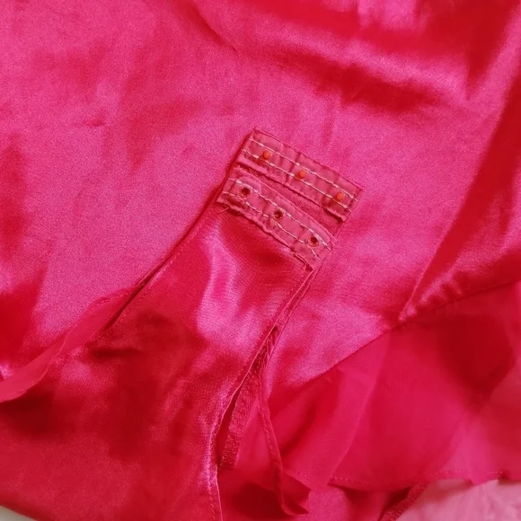 VICTORIAS SECRET Gold Label Vintage Satin Red Teddy Bodysuit Medium